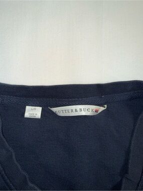 Cutter & Buck Men's V-Neck Sweater Size L Navy Blue 100% Cotton Pullover